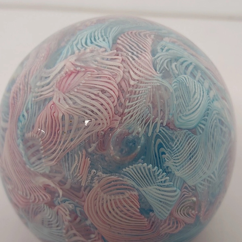 Murano Pink and Blue Glass Art Sphere